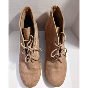 Dr Scholl's Be Energized Foam Technology Wedge Lace Up Brown Sz 8.5 Ankle Boots